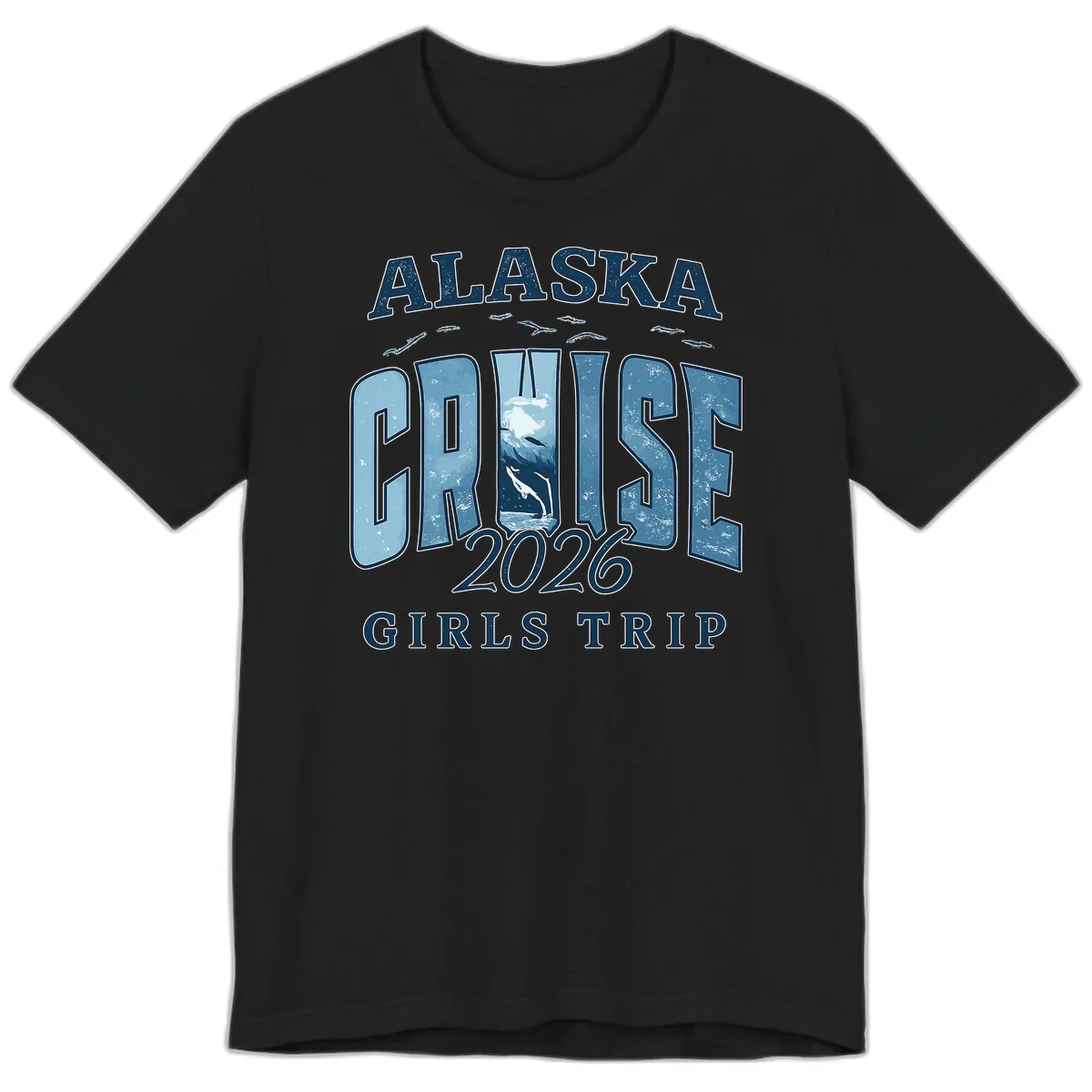 Alaska Cruise 2026 Girls Trip With Whales Design Premium T-Shirt in Black