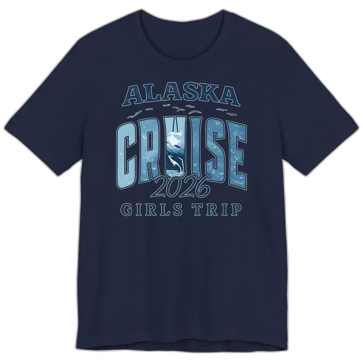 Alaska Cruise 2026 Girls Trip With Whales Design Premium T-Shirt in Navy