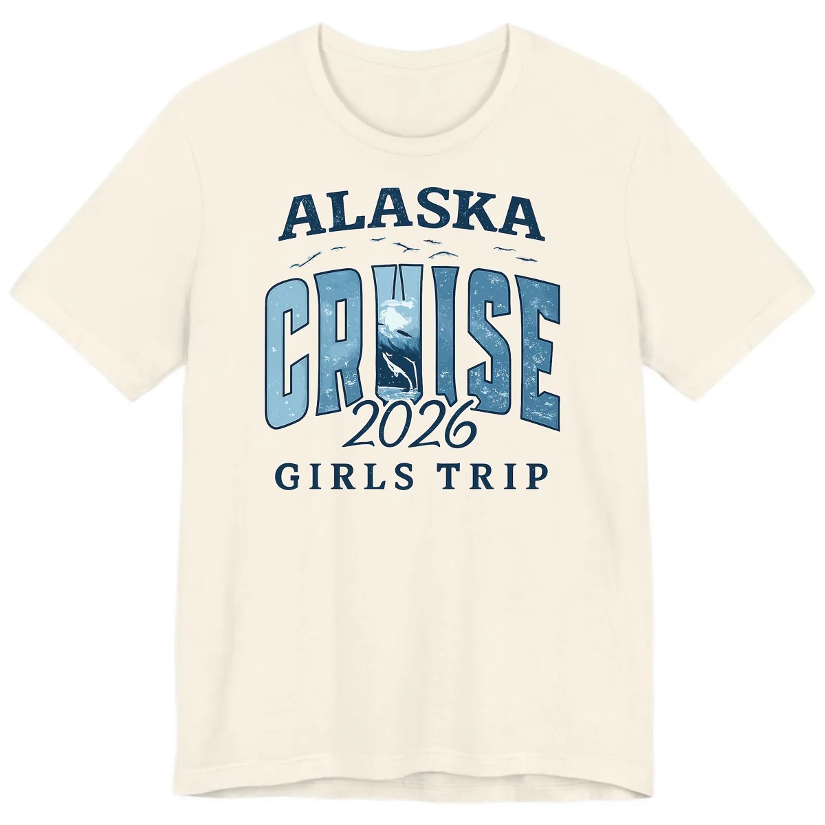 Alaska Cruise 2026 Girls Trip With Whales Design Premium T-Shirt in Natural