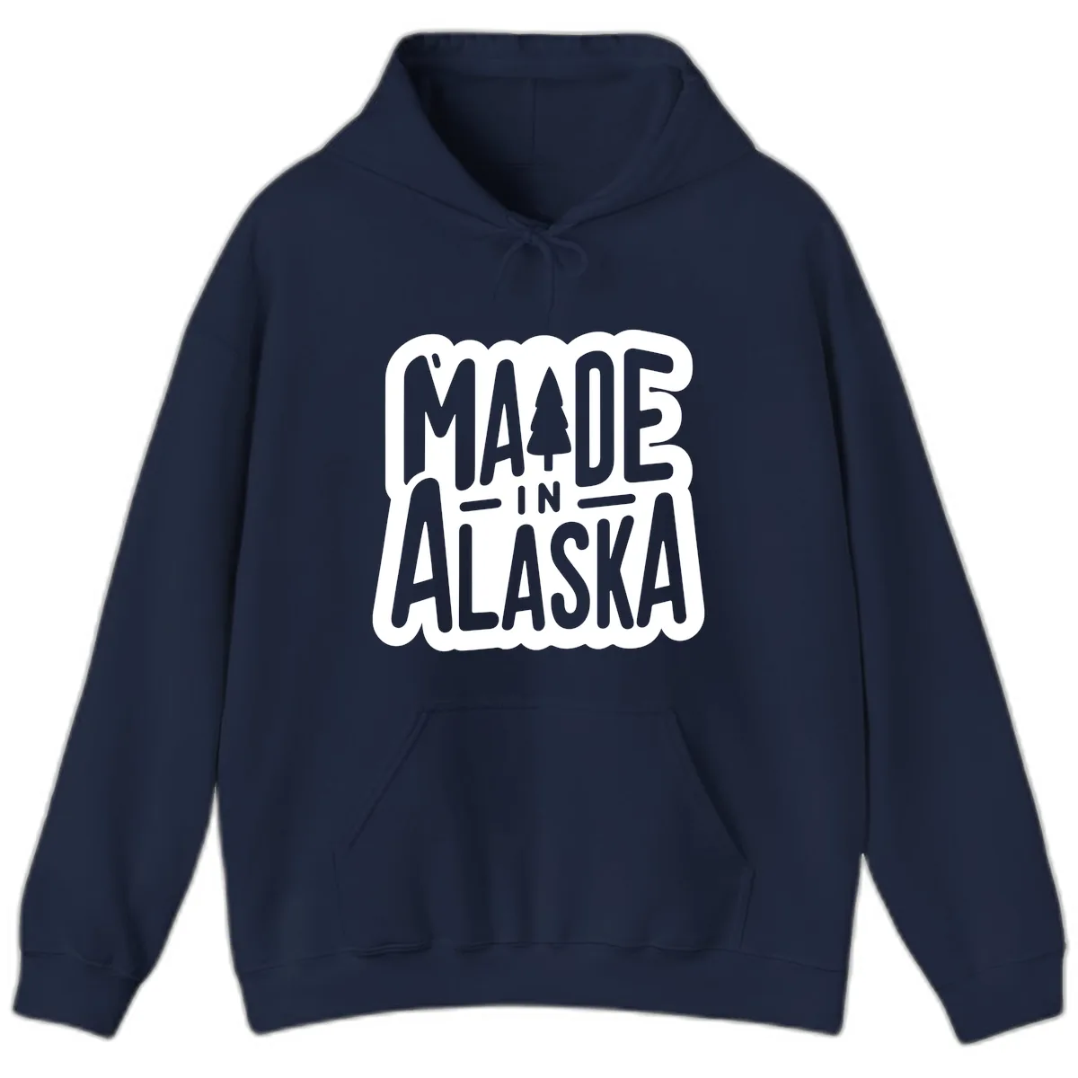 Made In Alaska Pine Tree Badge Hoodie in Navy