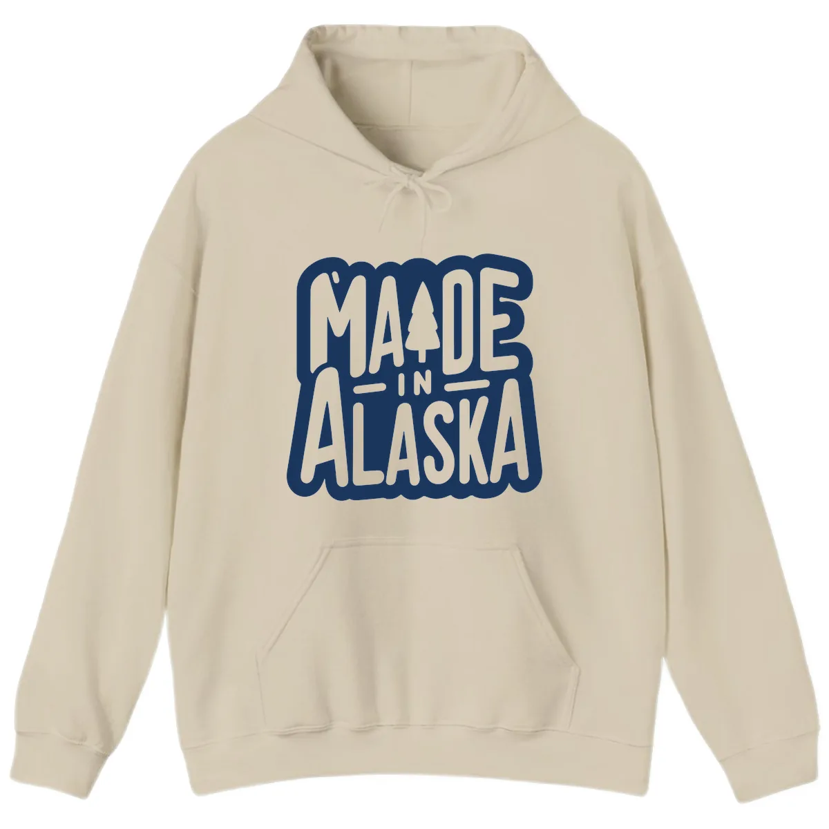 Made In Alaska Pine Tree Badge Hoodie in Sand