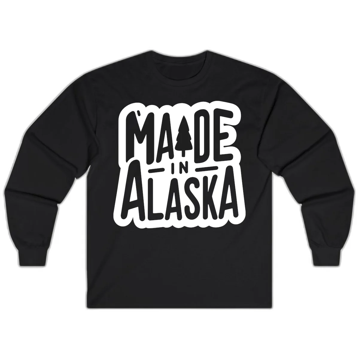 Made In Alaska Pine Tree Badge Long Sleeve in Black