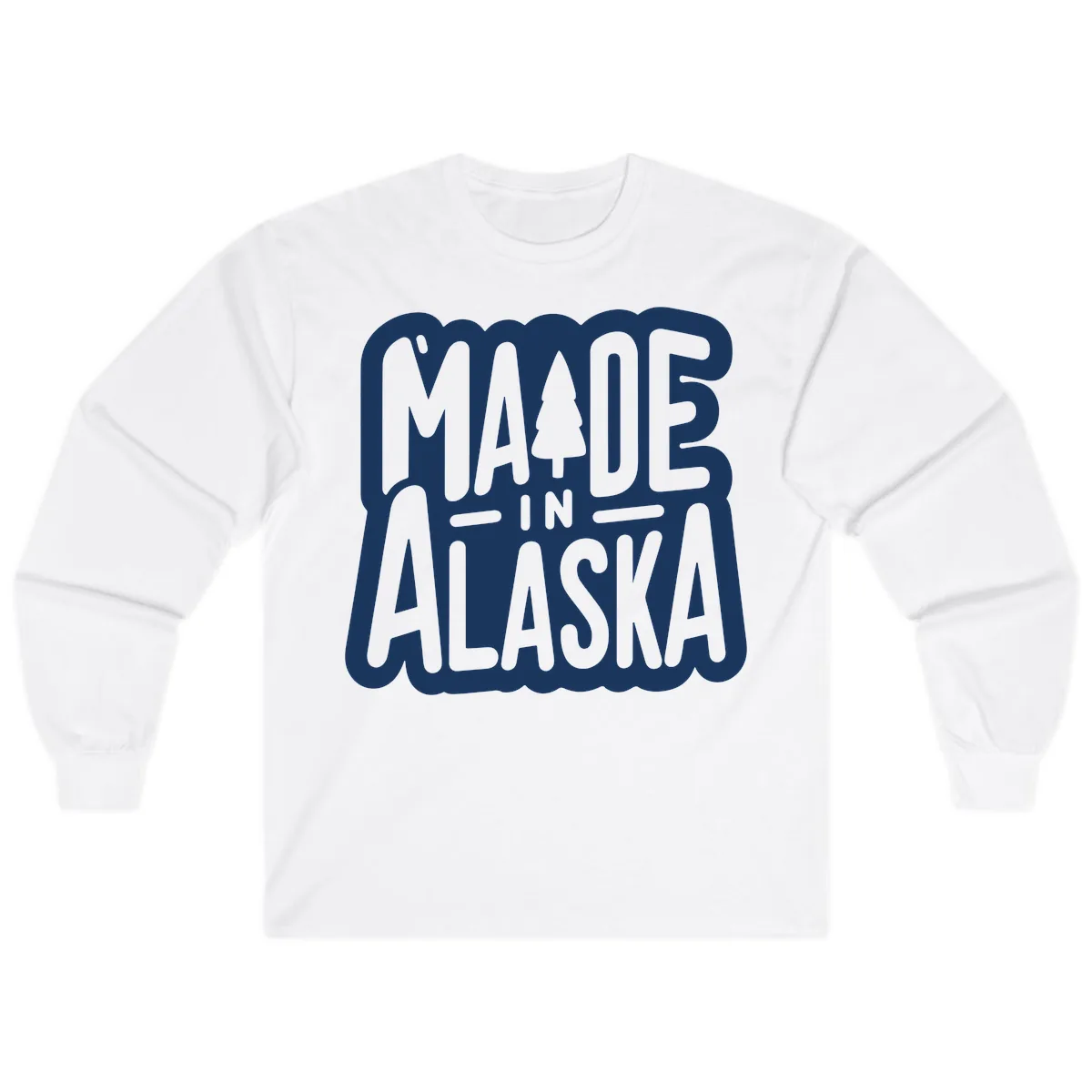 Made In Alaska Pine Tree Badge Long Sleeve in White