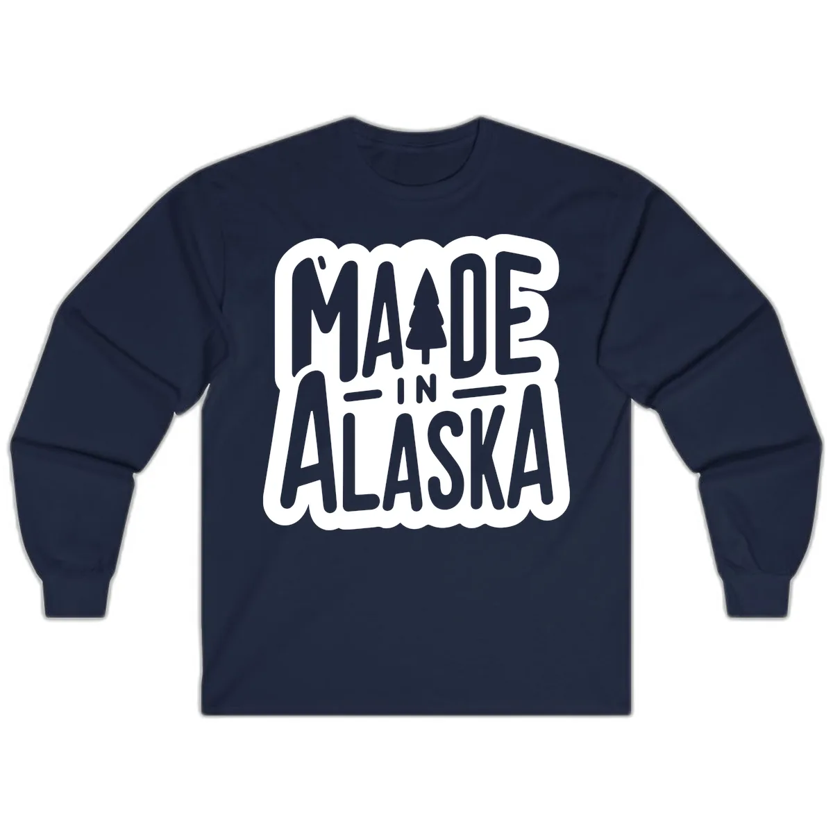 Made In Alaska Pine Tree Badge Long Sleeve in Navy