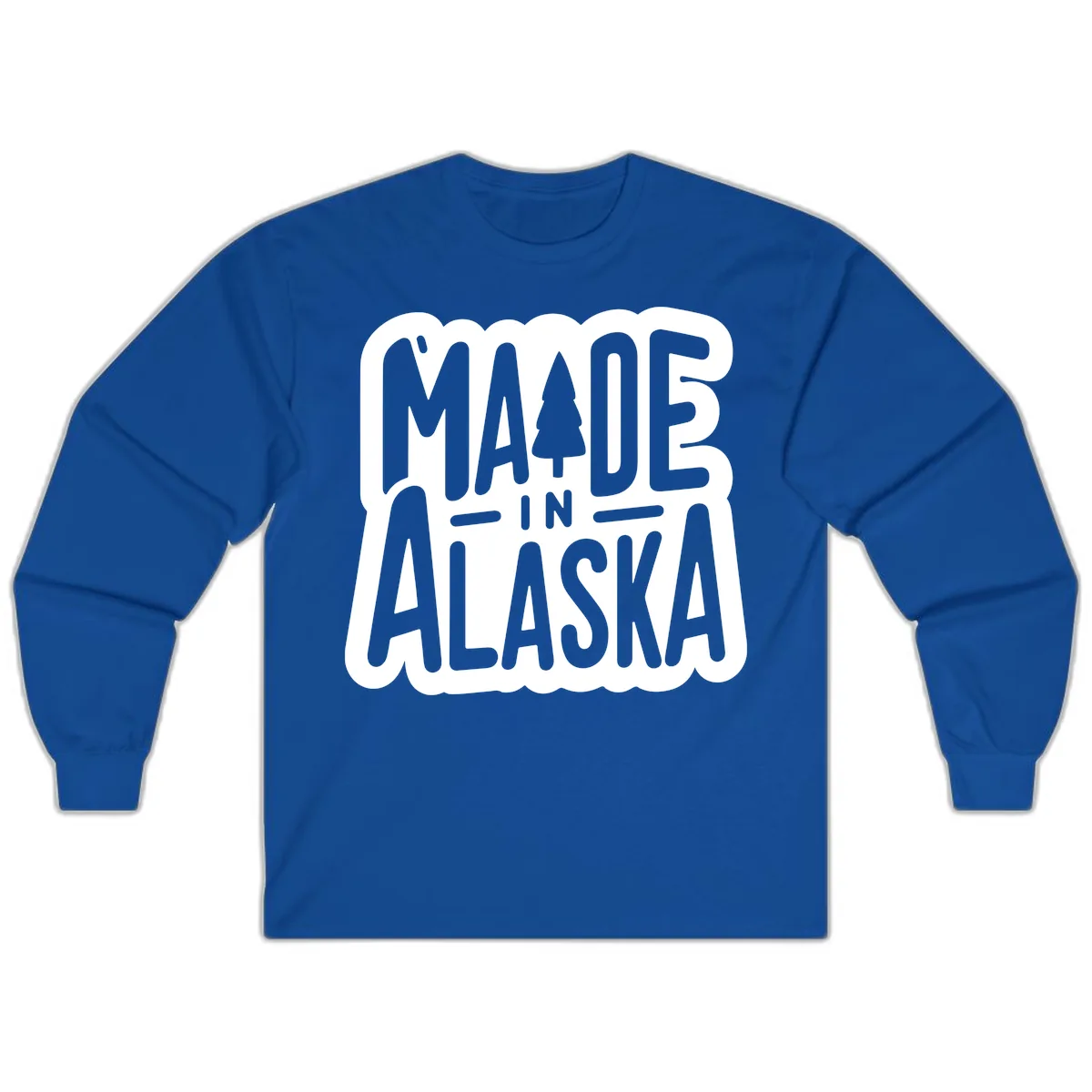 Made In Alaska Pine Tree Badge Long Sleeve in Royal
