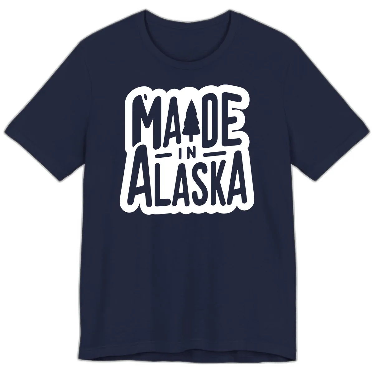Made In Alaska Pine Tree Badge Premium T-Shirt in Navy