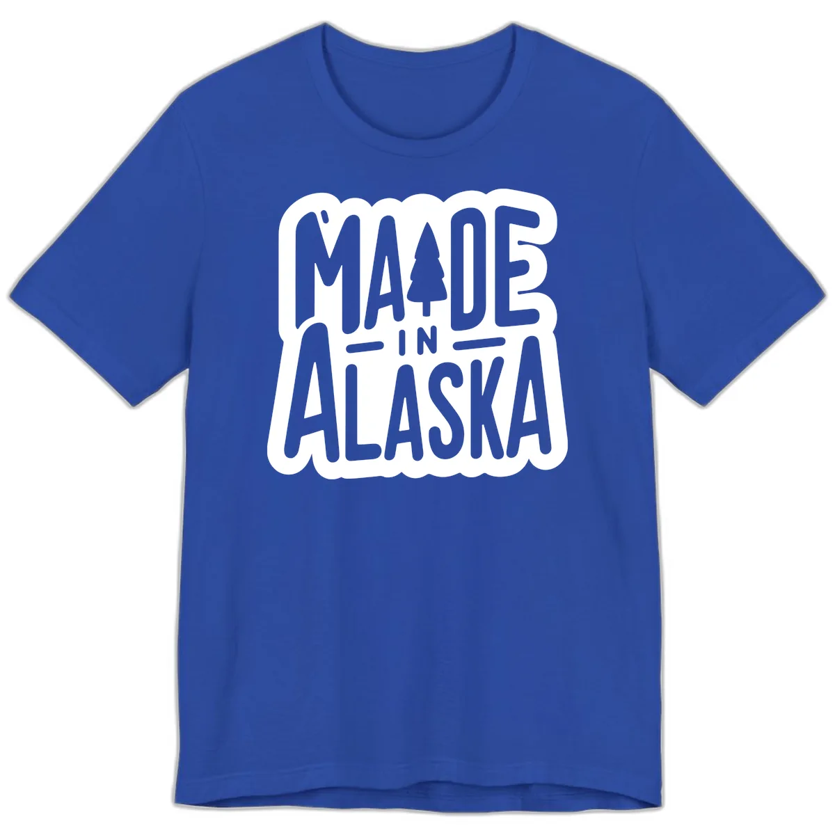 Made In Alaska Pine Tree Badge Premium T-Shirt in True Royal