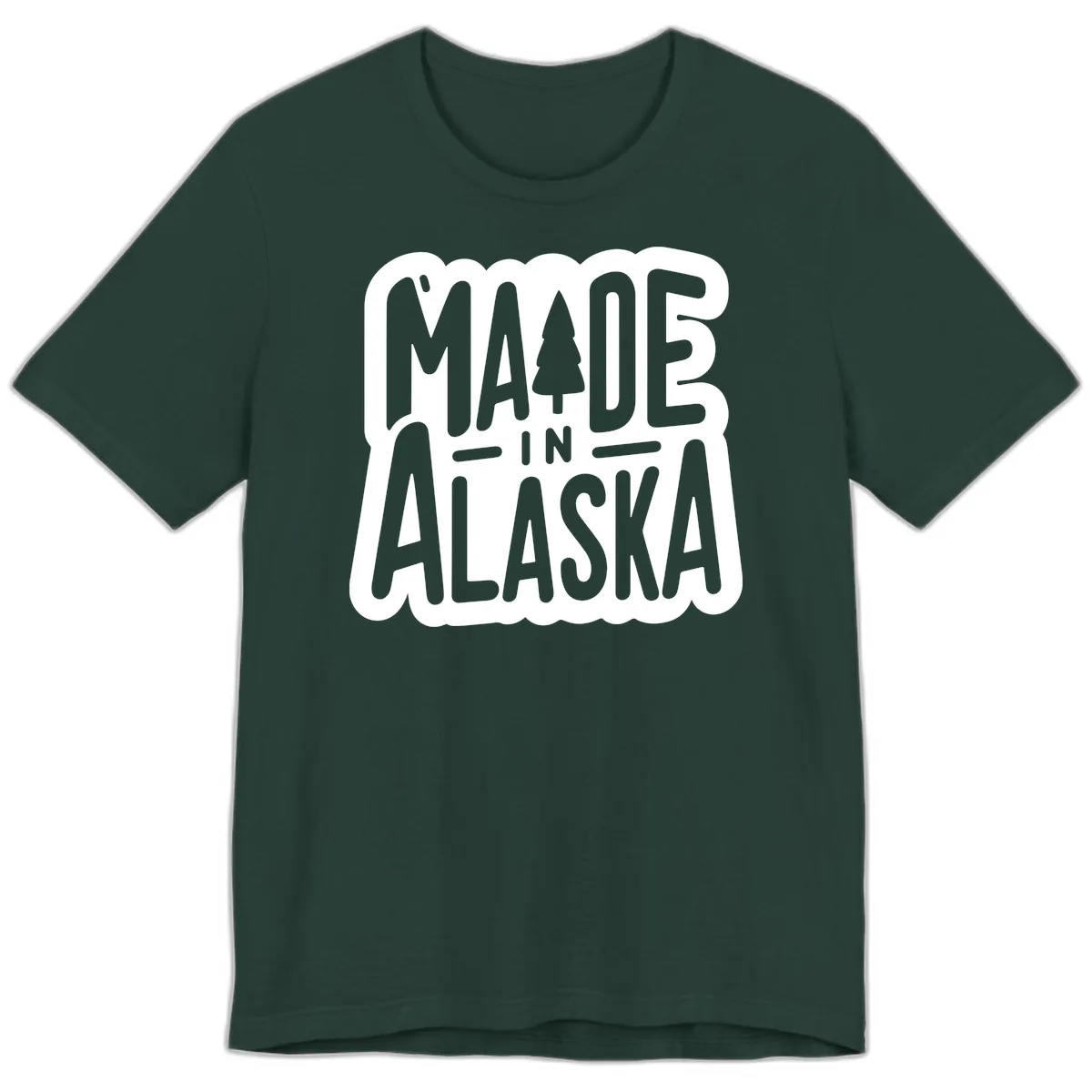 Made In Alaska Pine Tree Badge Premium T-Shirt in Forest