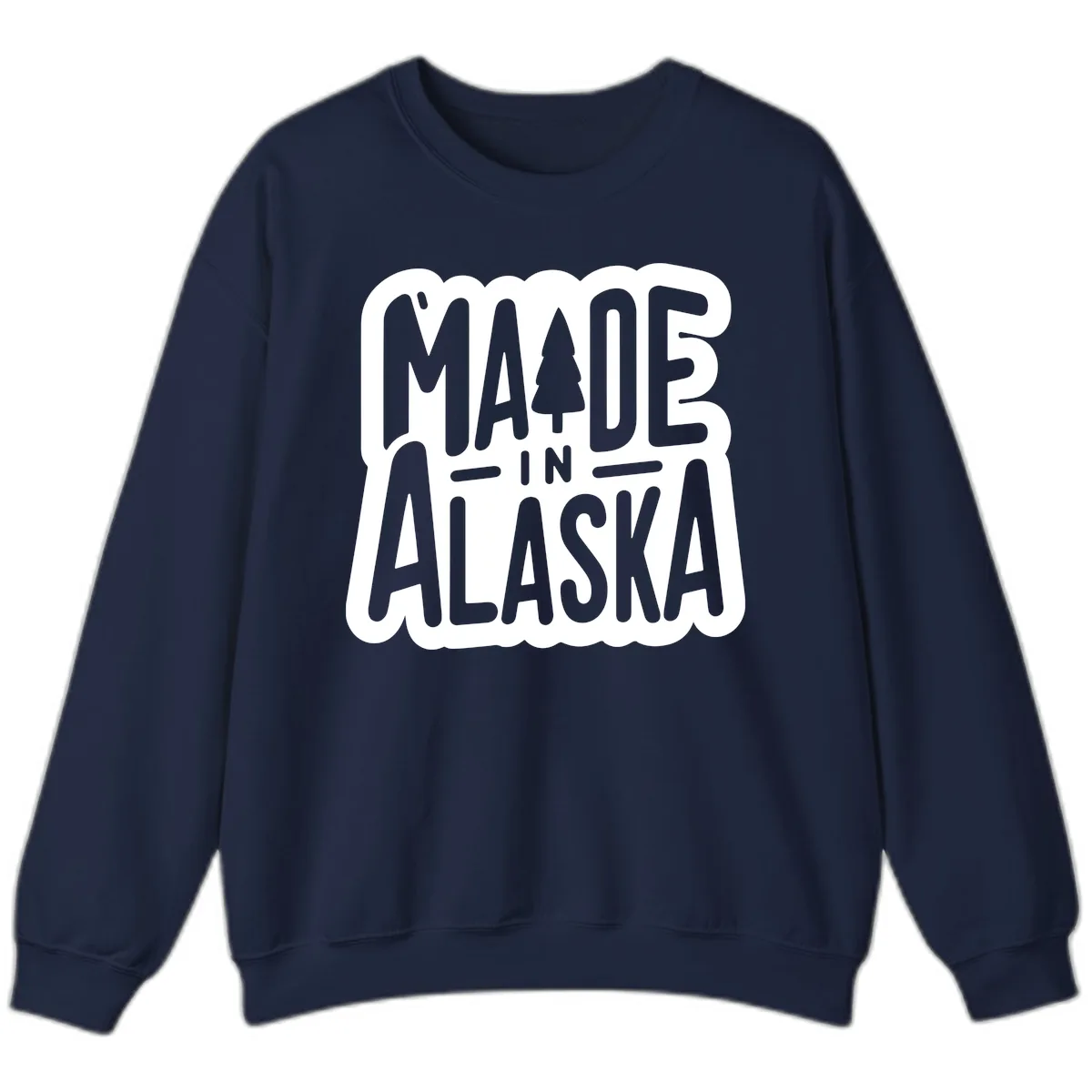 Made In Alaska Pine Tree Badge Sweatshirt in Navy