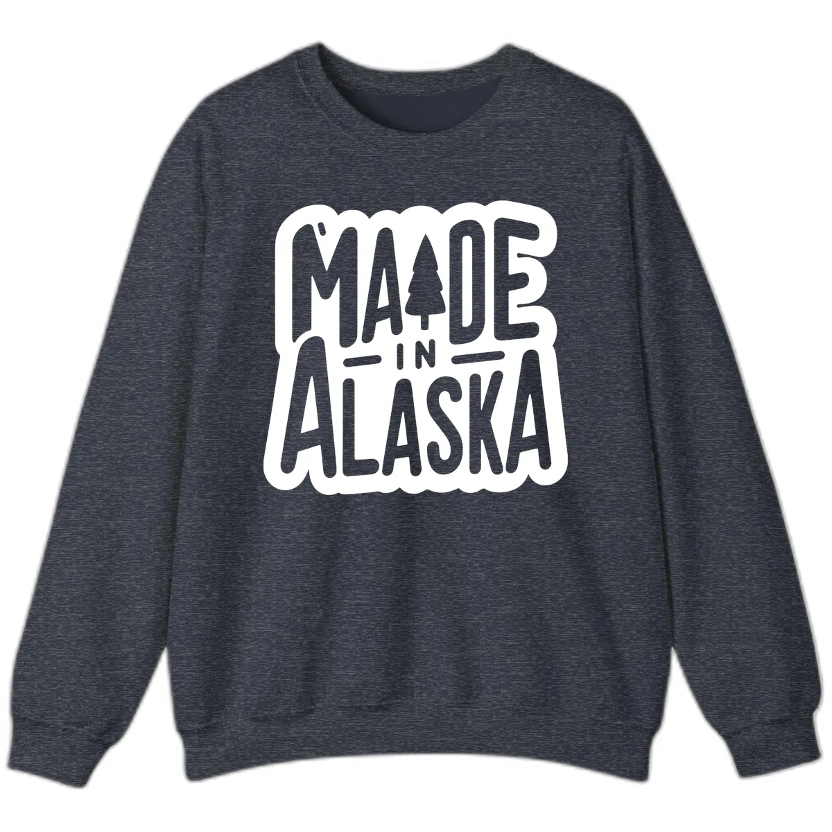Made In Alaska Pine Tree Badge Sweatshirt in Heather Sport Dark Navy