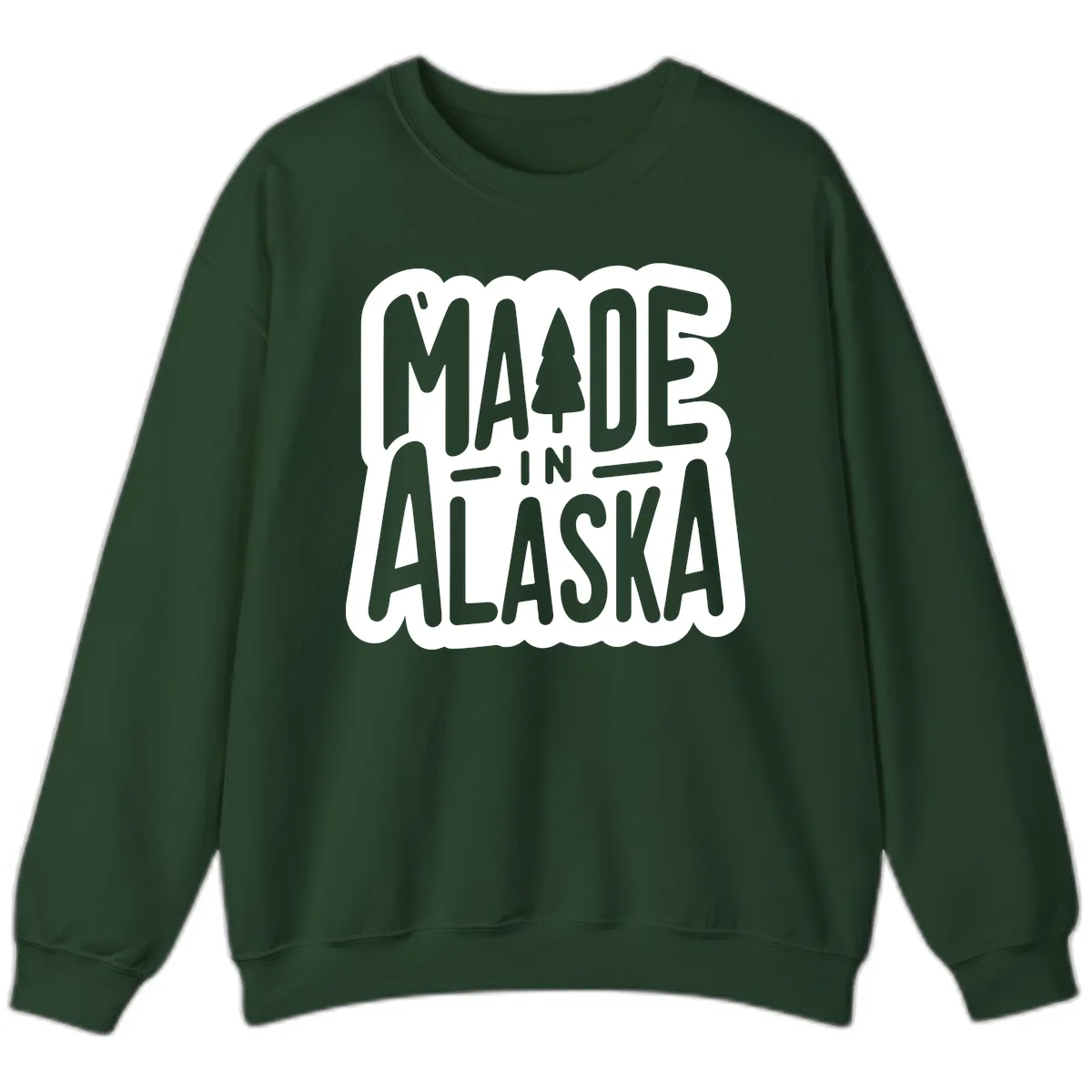 Made In Alaska Pine Tree Badge Sweatshirt in Forest Green
