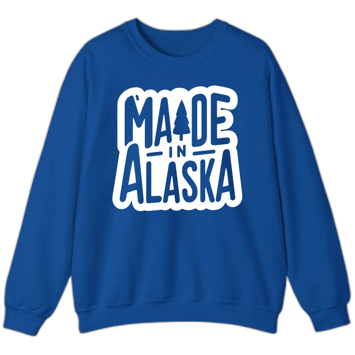 Made In Alaska Pine Tree Badge Sweatshirt in Royal