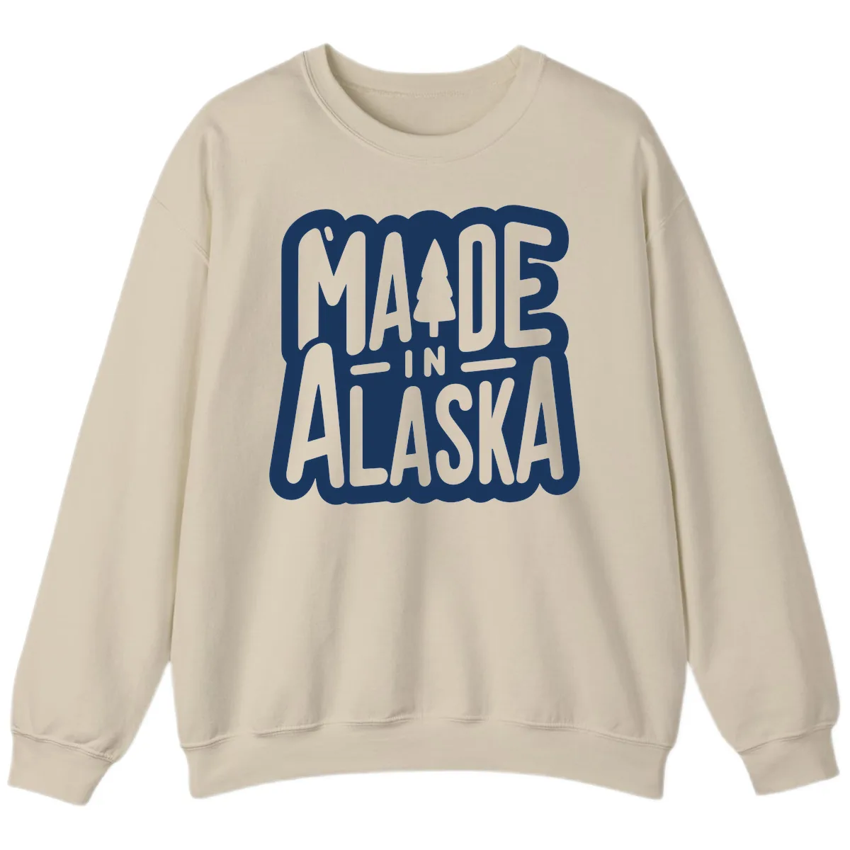 Made In Alaska Pine Tree Badge Sweatshirt in Sand