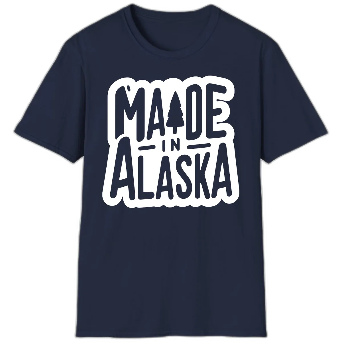 Made In Alaska Pine Tree Badge T-Shirt in Navy