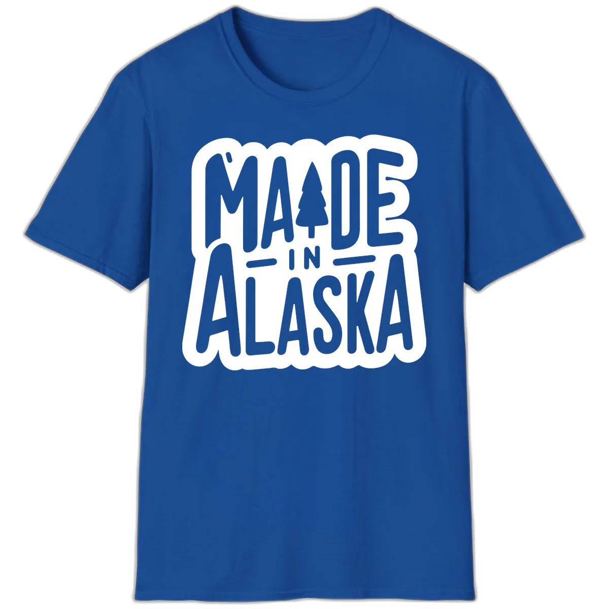 Made In Alaska Pine Tree Badge T-Shirt in Royal