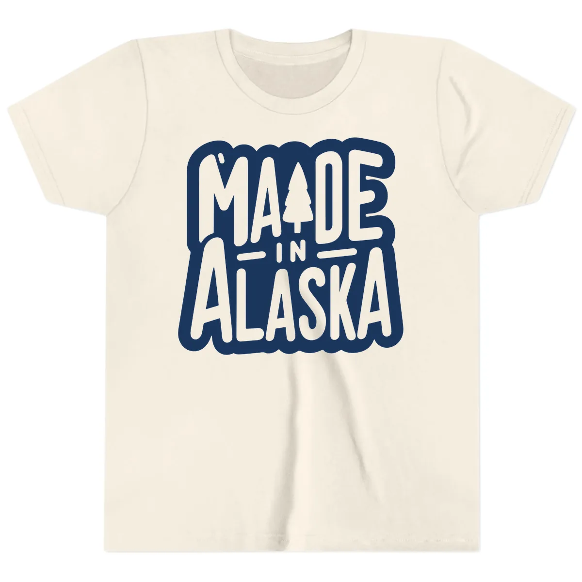 Made In Alaska Pine Tree Badge Youth T-Shirt in Natural
