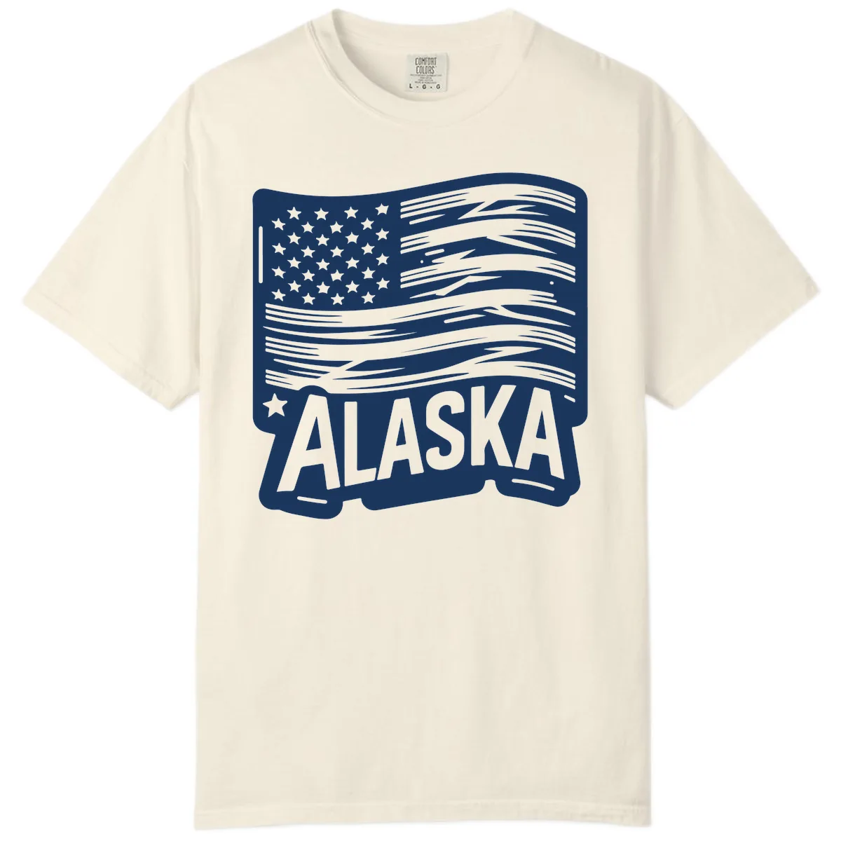 Distressed Alaska Flag with Stars and Stripes Comfort Color in Ivory