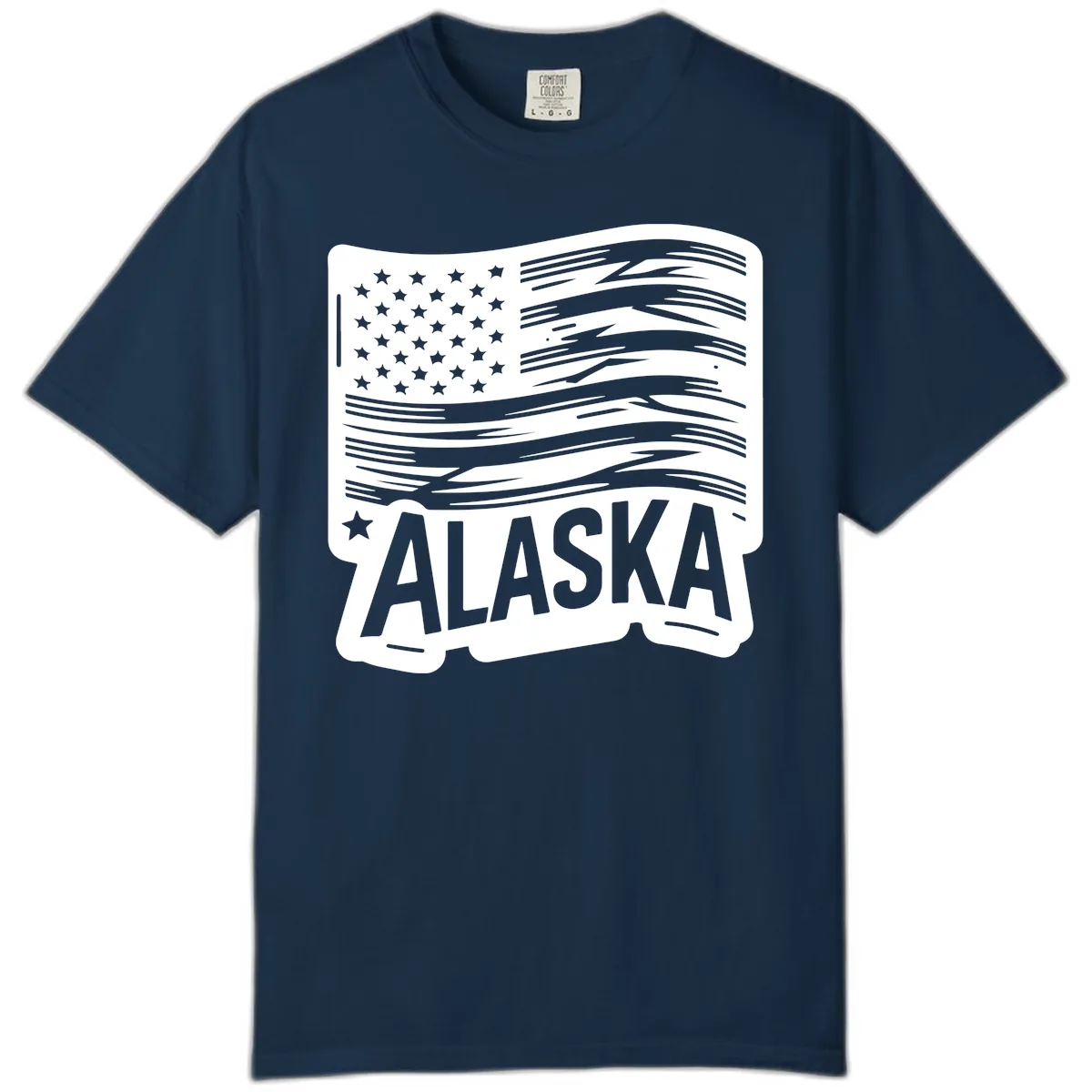 Distressed Alaska Flag with Stars and Stripes Comfort Color in True Navy