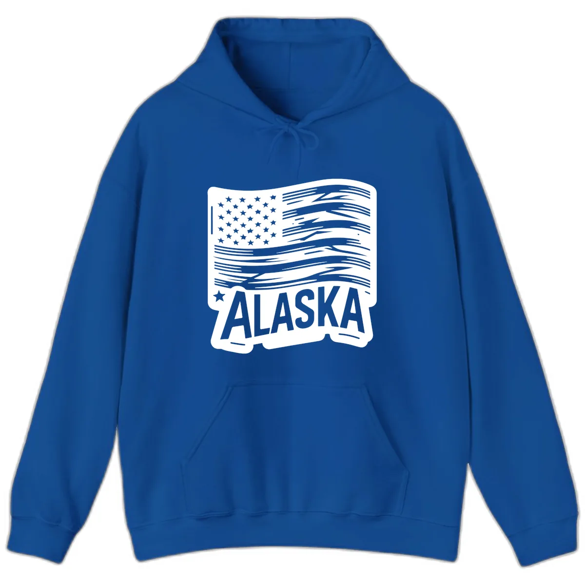 Distressed Alaska Flag with Stars and Stripes Hoodie in Royal