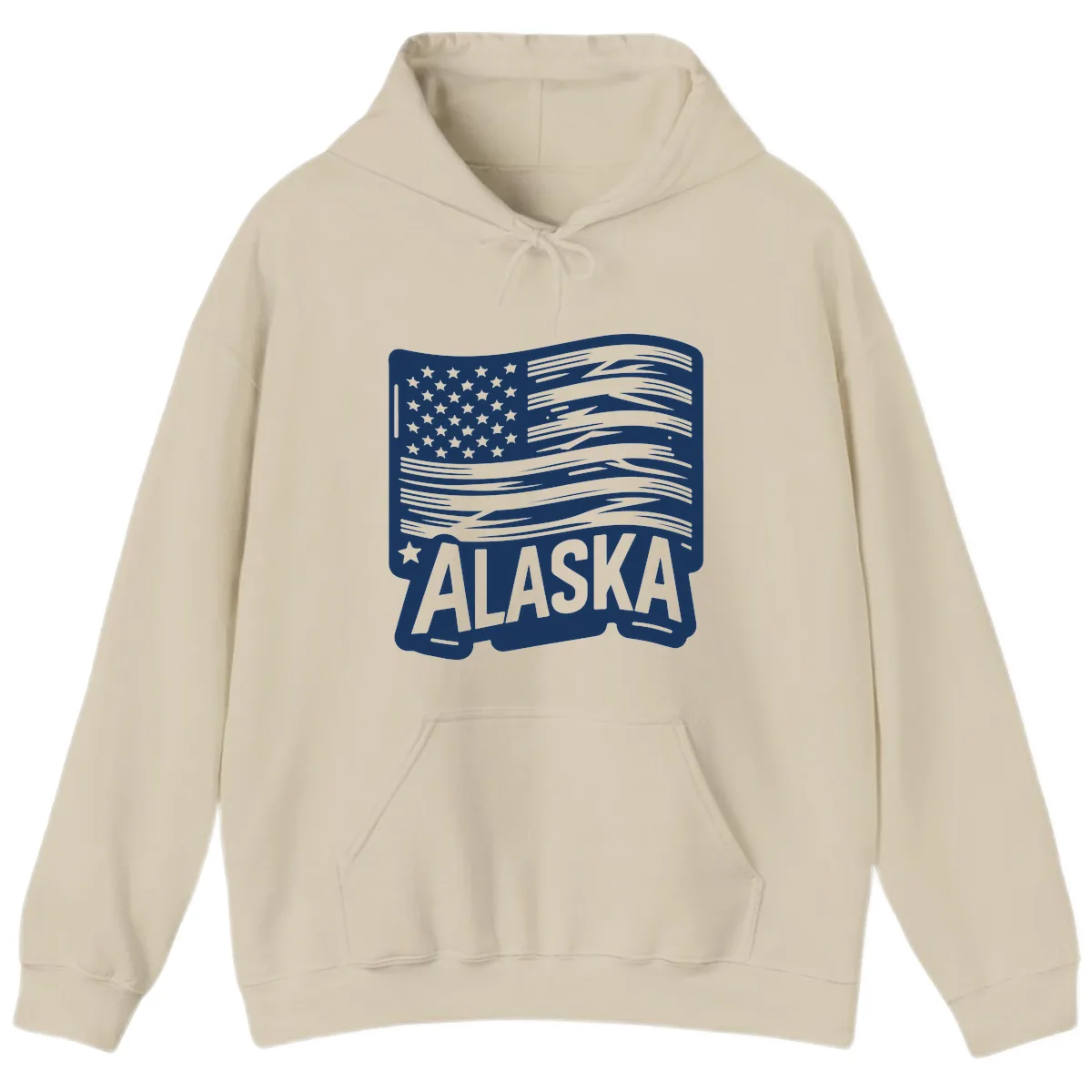 Distressed Alaska Flag with Stars and Stripes Hoodie in Sand
