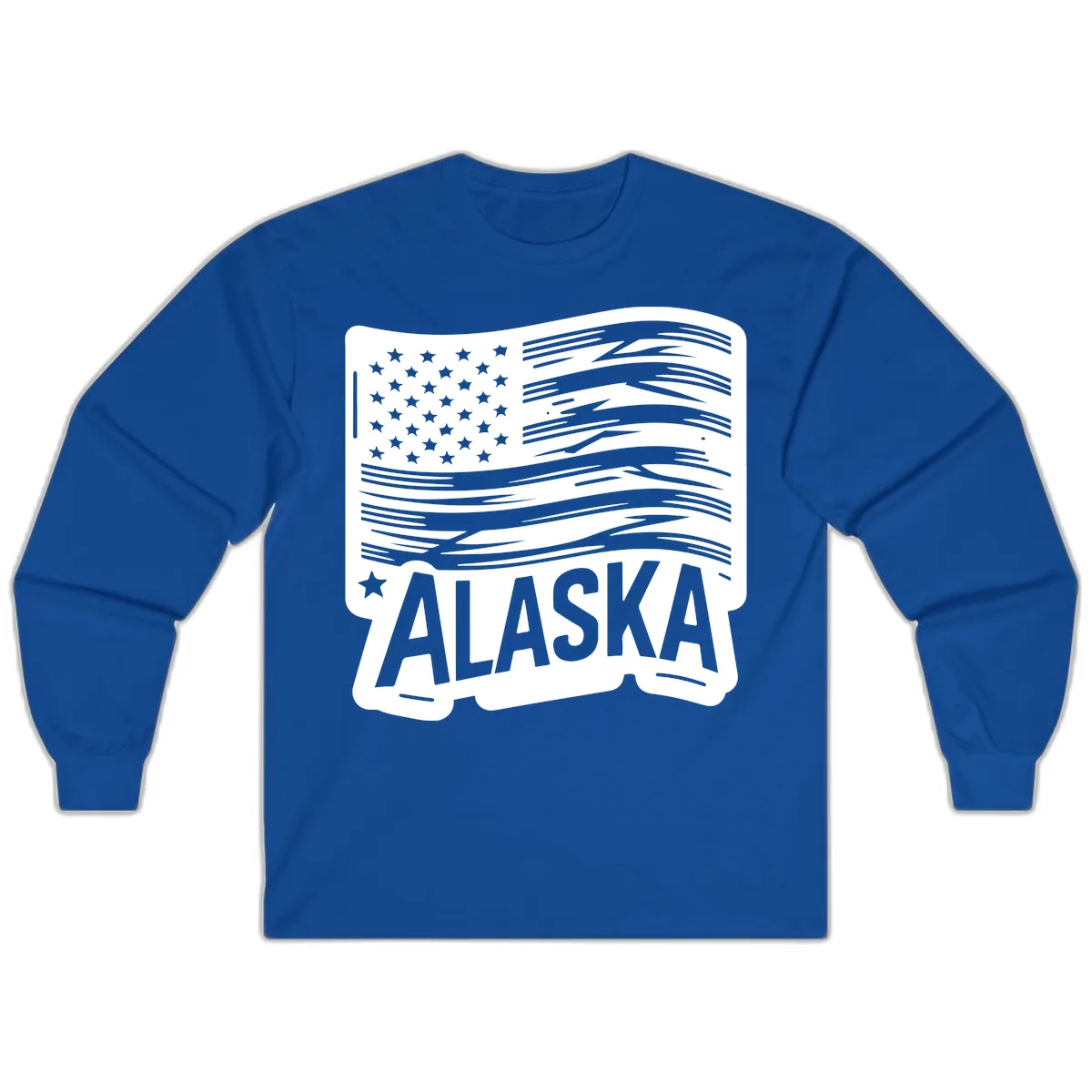 Distressed Alaska Flag with Stars and Stripes Long Sleeve in Royal