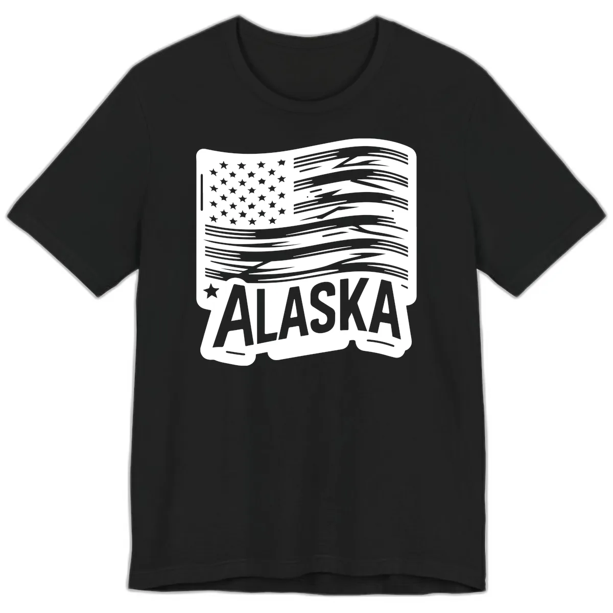 Distressed Alaska Flag with Stars and Stripes Premium T-Shirt in Black