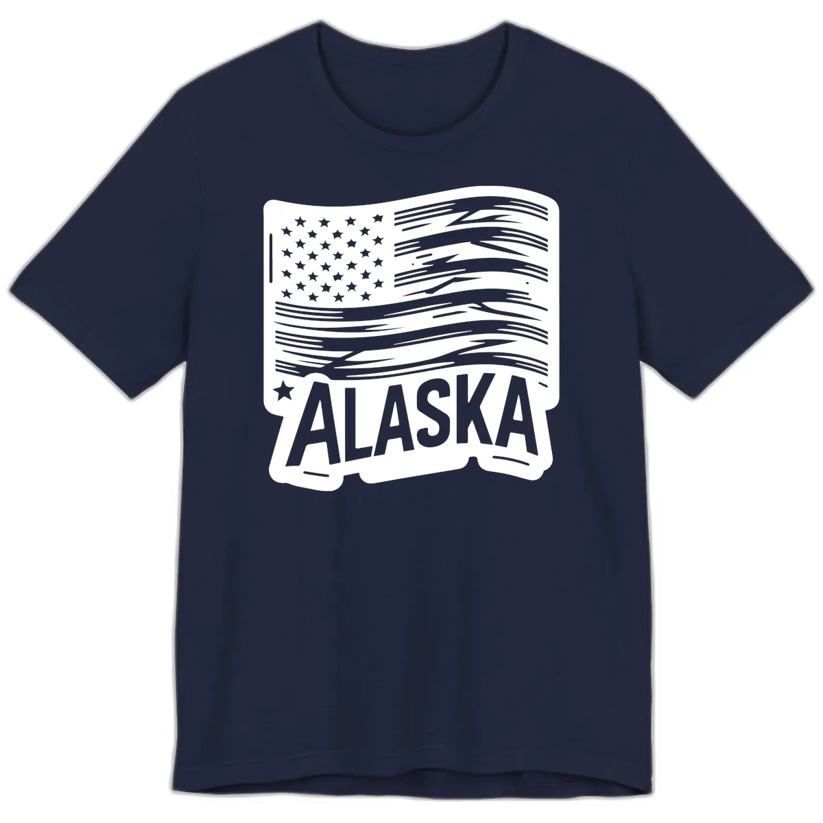 Distressed Alaska Flag with Stars and Stripes Premium T-Shirt in Navy