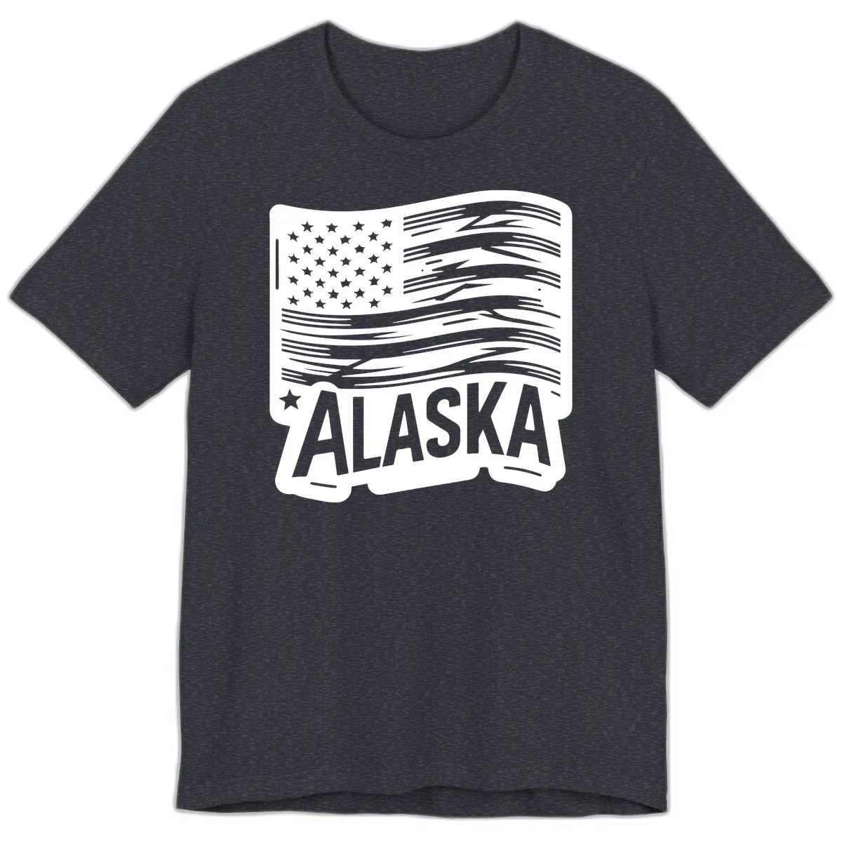 Distressed Alaska Flag with Stars and Stripes Premium T-Shirt in Heather Navy