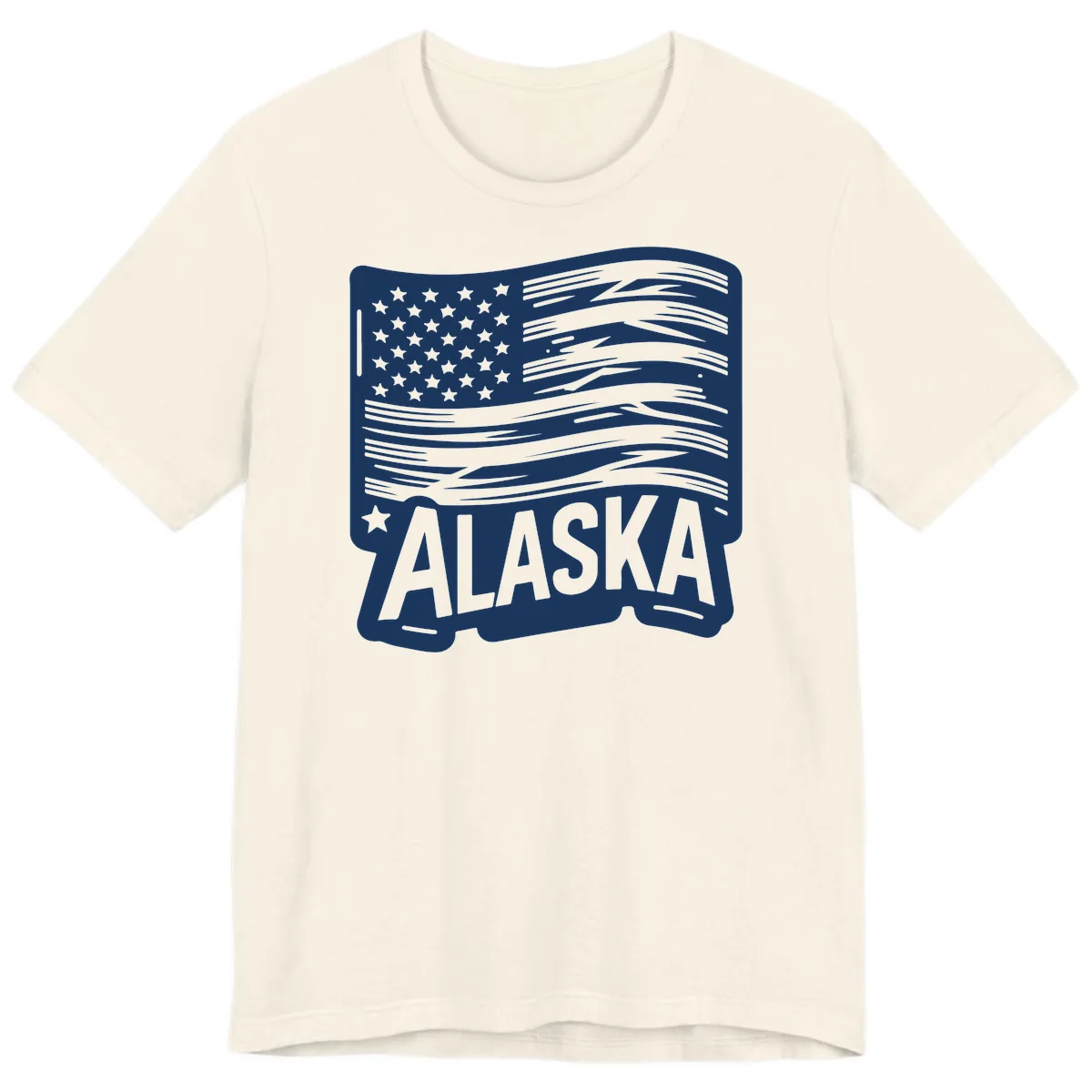 Distressed Alaska Flag with Stars and Stripes Premium T-Shirt in Natural