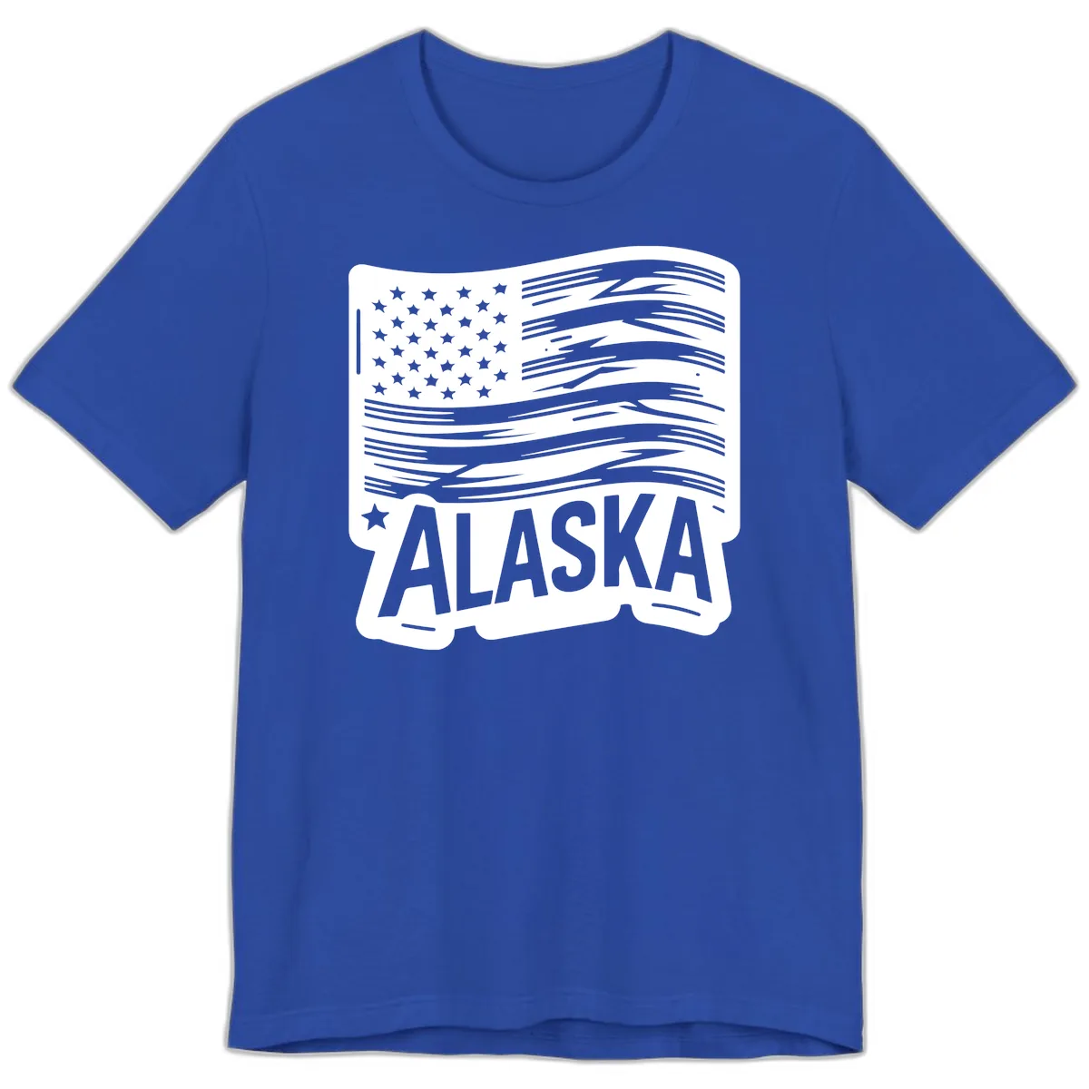 Distressed Alaska Flag with Stars and Stripes Premium T-Shirt in True Royal