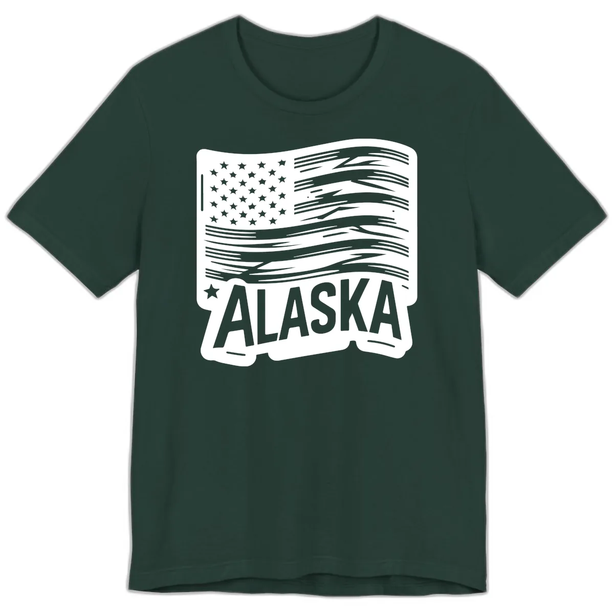 Distressed Alaska Flag with Stars and Stripes Premium T-Shirt in Forest