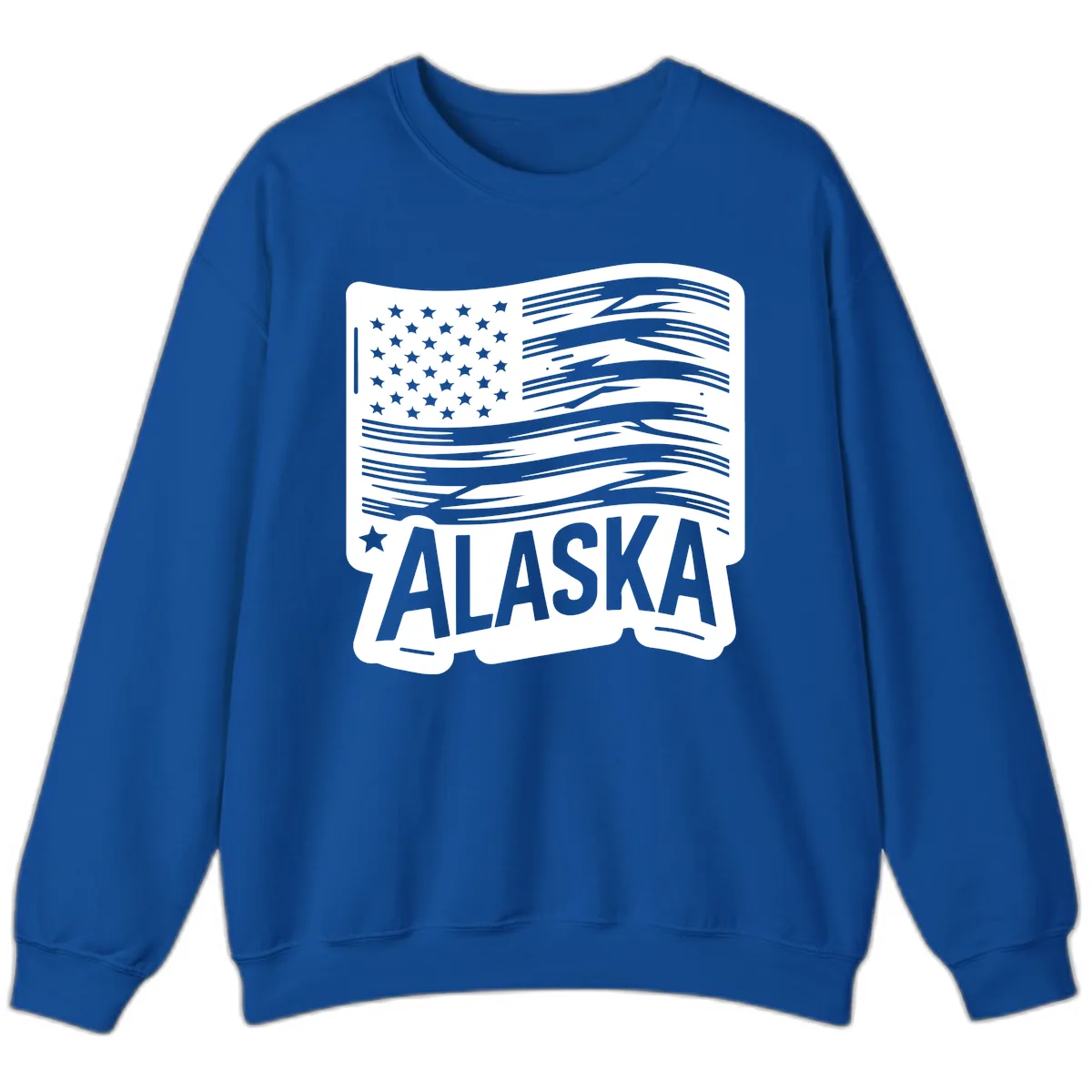 Distressed Alaska Flag with Stars and Stripes Sweatshirt in Royal