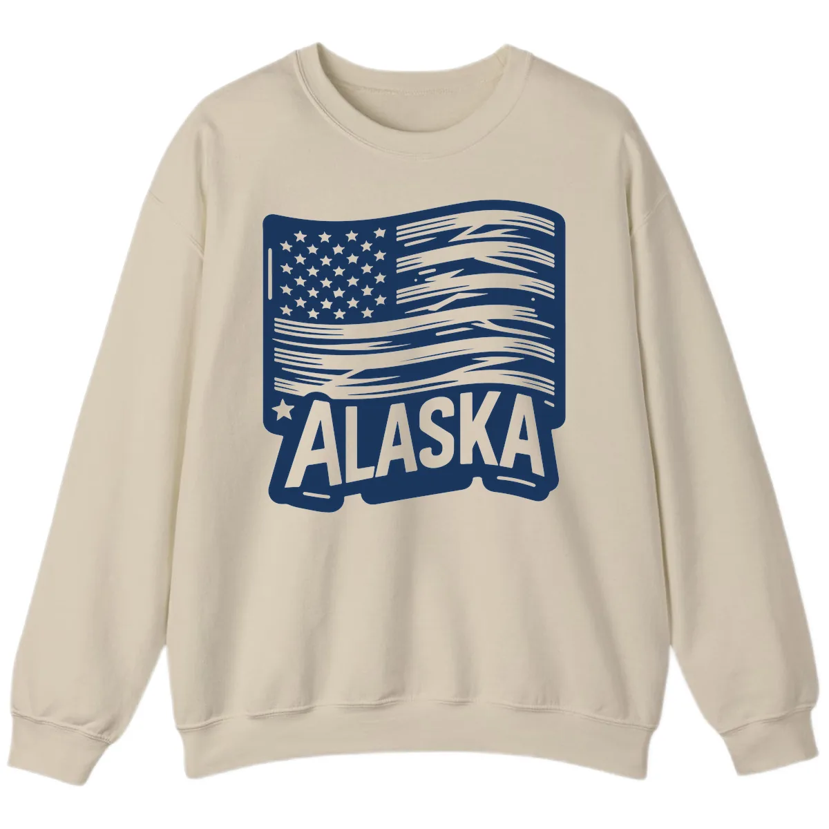 Distressed Alaska Flag with Stars and Stripes Sweatshirt in Sand