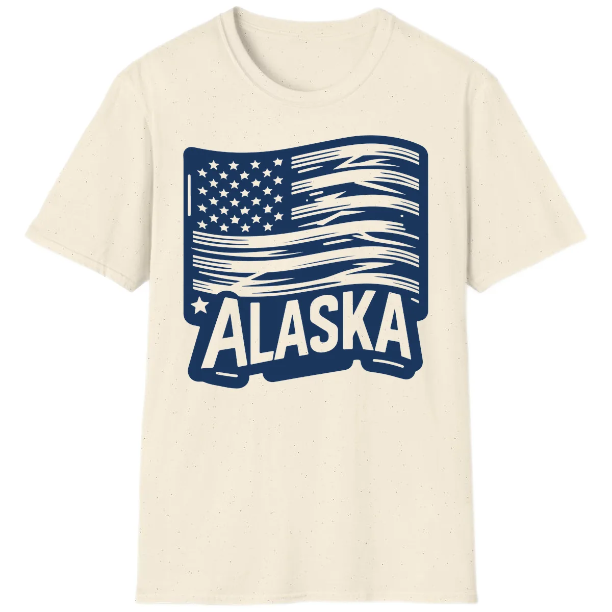 Distressed Alaska Flag with Stars and Stripes T-Shirt in Natural