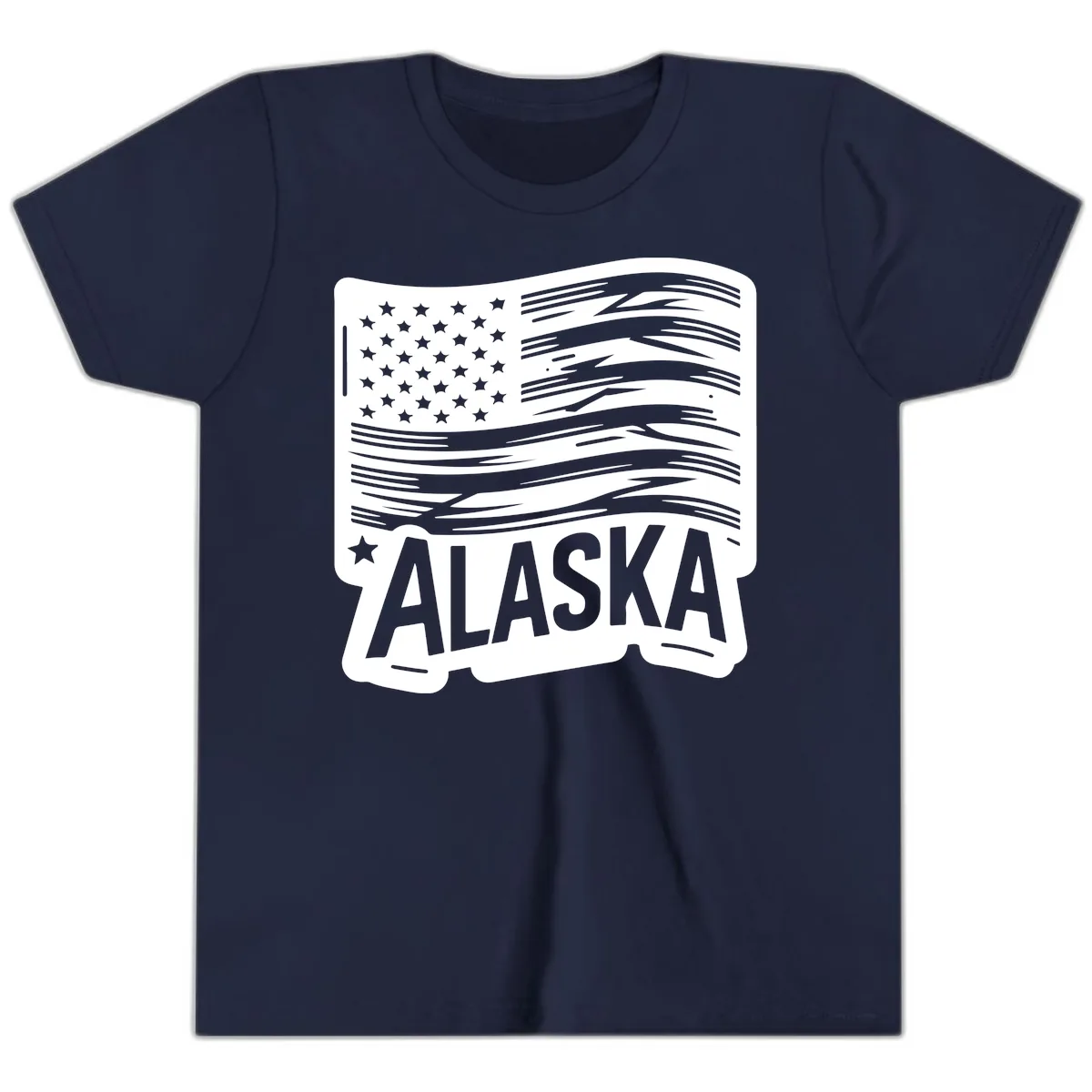 Distressed Alaska Flag with Stars and Stripes Youth T-Shirt in Navy