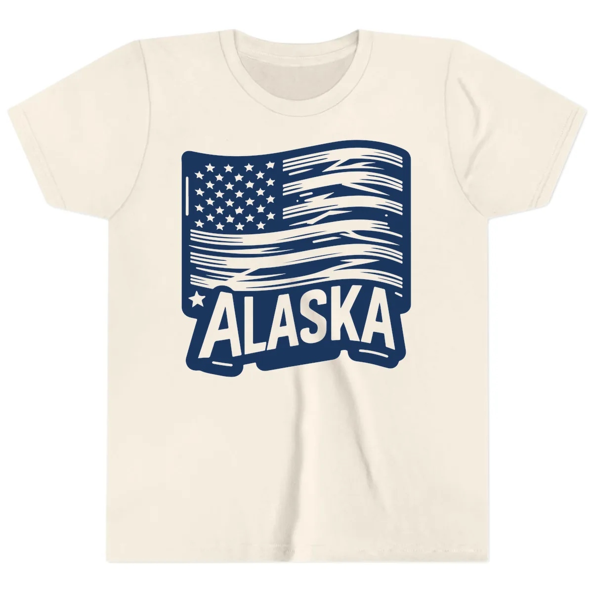 Distressed Alaska Flag with Stars and Stripes Youth T-Shirt in Natural