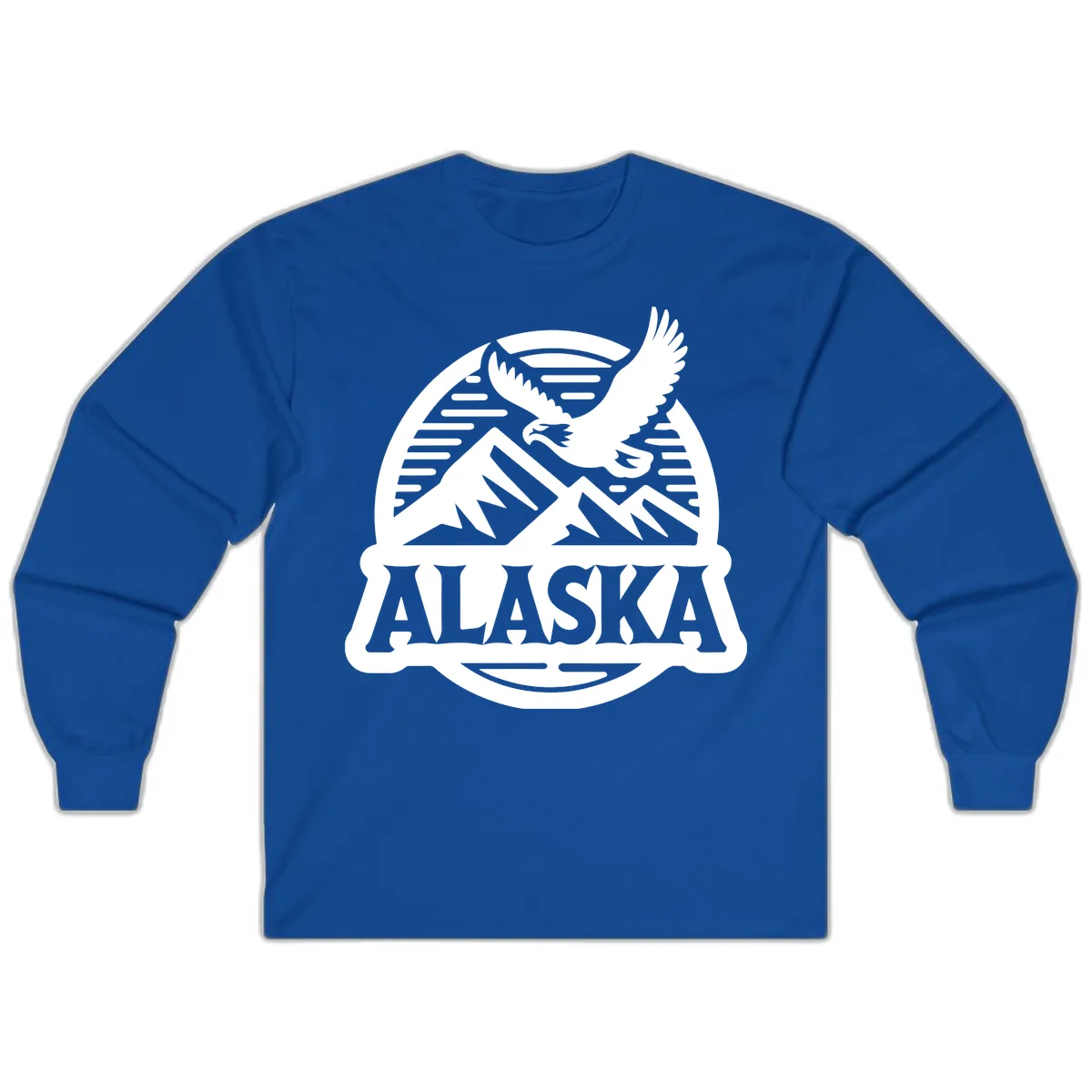 Alaska Eagle Over Mountains Vintage Badge Long Sleeve in Royal