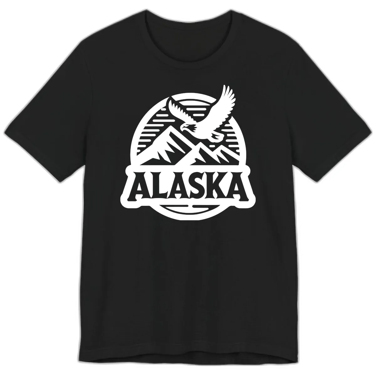 Alaska Eagle Over Mountains Vintage Badge Premium T-Shirt in Black