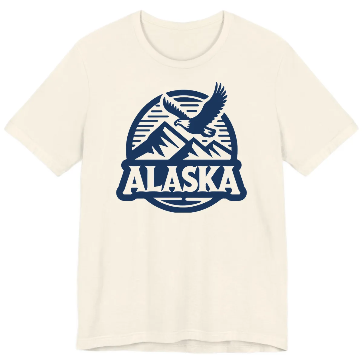 Alaska Eagle Over Mountains Vintage Badge Premium T-Shirt in Natural