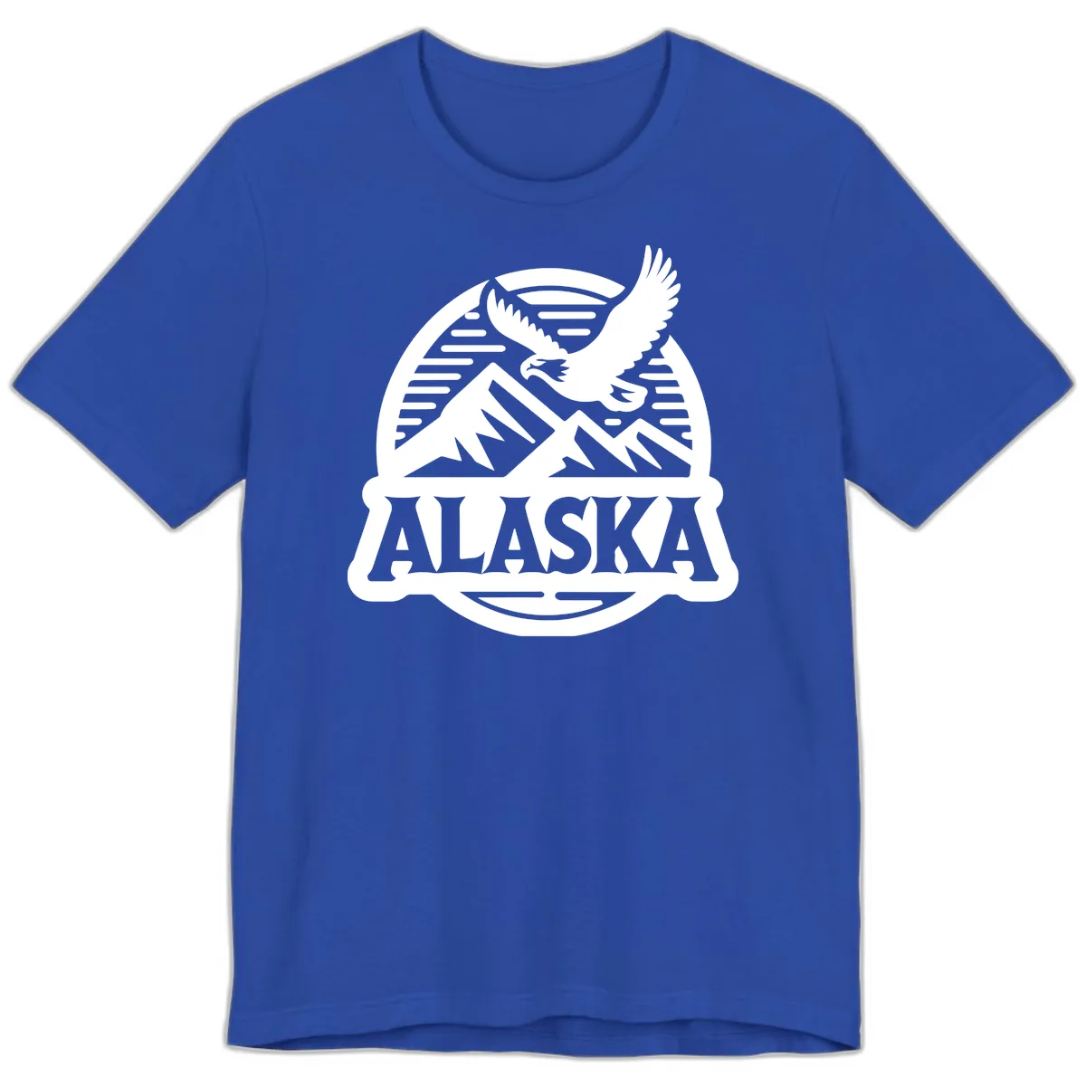Alaska Eagle Over Mountains Vintage Badge Premium T-Shirt in True Royal