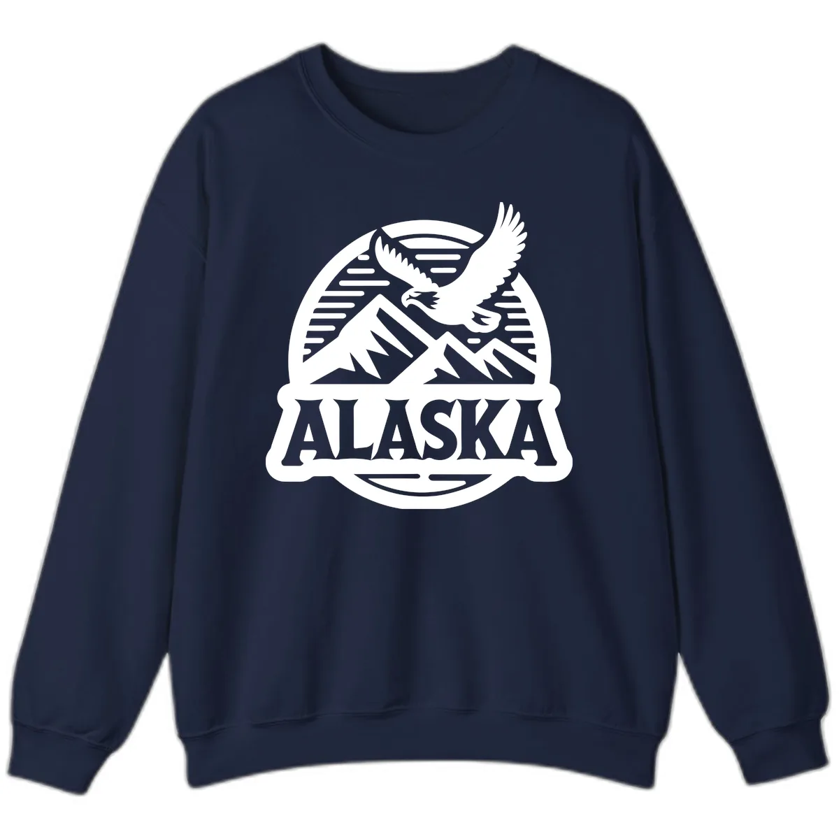 Alaska Eagle Over Mountains Vintage Badge Sweatshirt in Navy