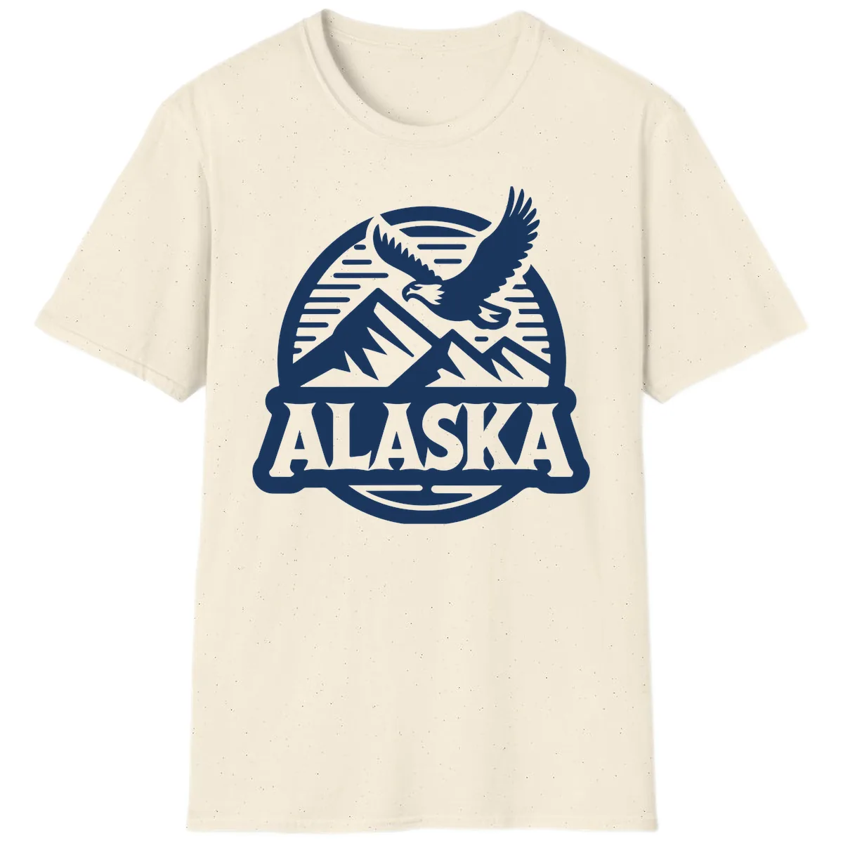 Alaska Eagle Over Mountains Vintage Badge T-Shirt in Natural