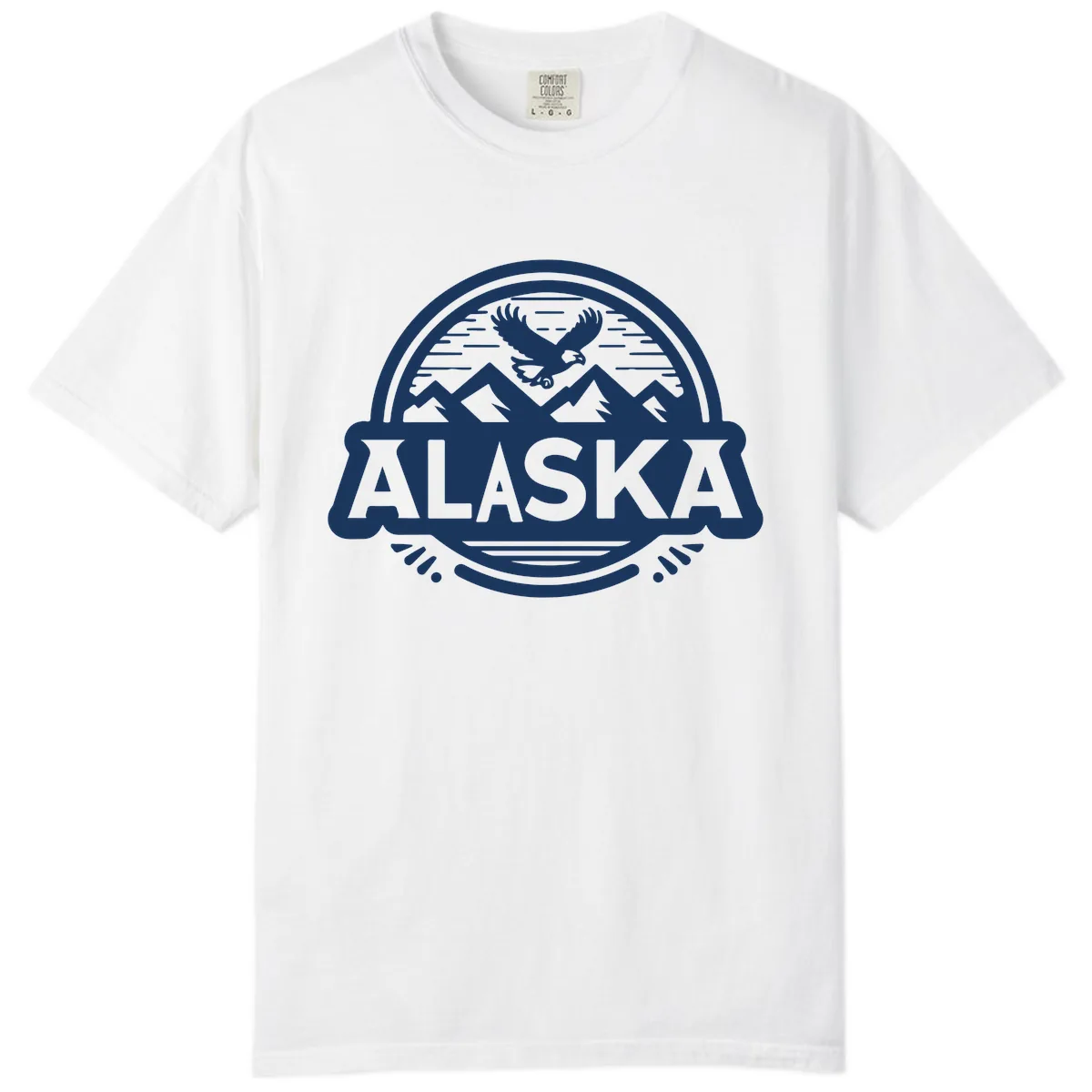 Alaska Scenic Eagle Mountain Badge Comfort Color in White