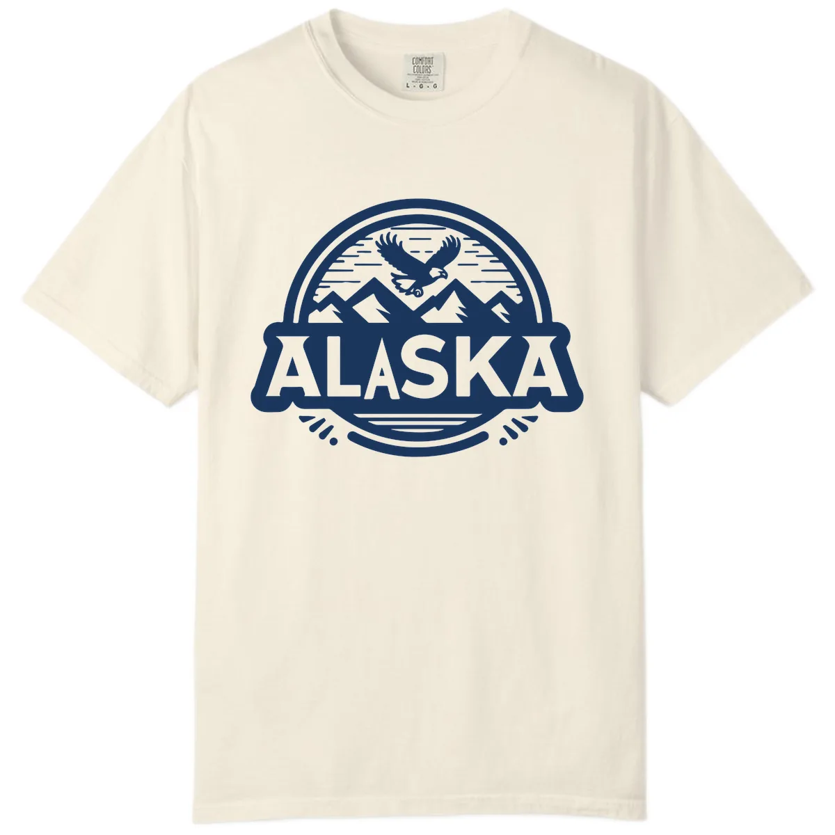 Alaska Scenic Eagle Mountain Badge Comfort Color in Ivory