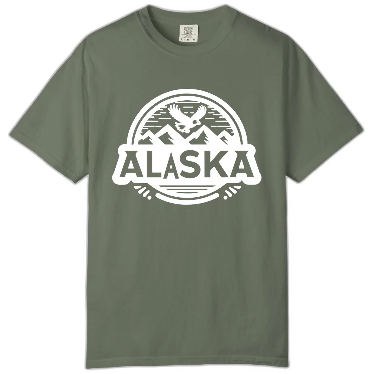 Alaska Scenic Eagle Mountain Badge Comfort Color in Moss