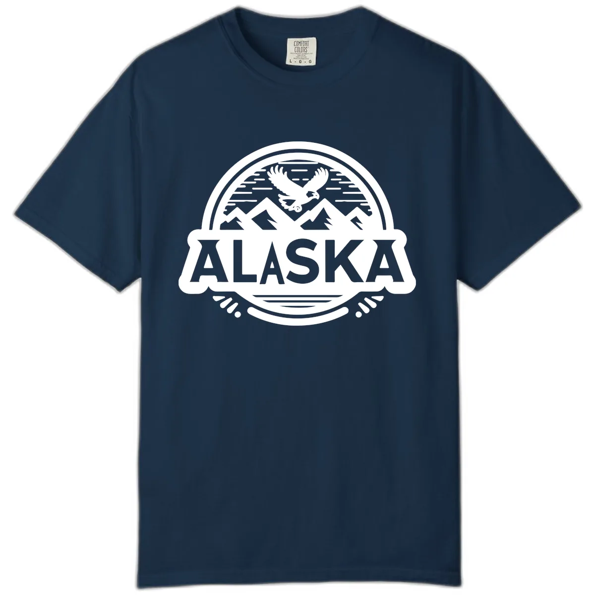 Alaska Scenic Eagle Mountain Badge Comfort Color in True Navy
