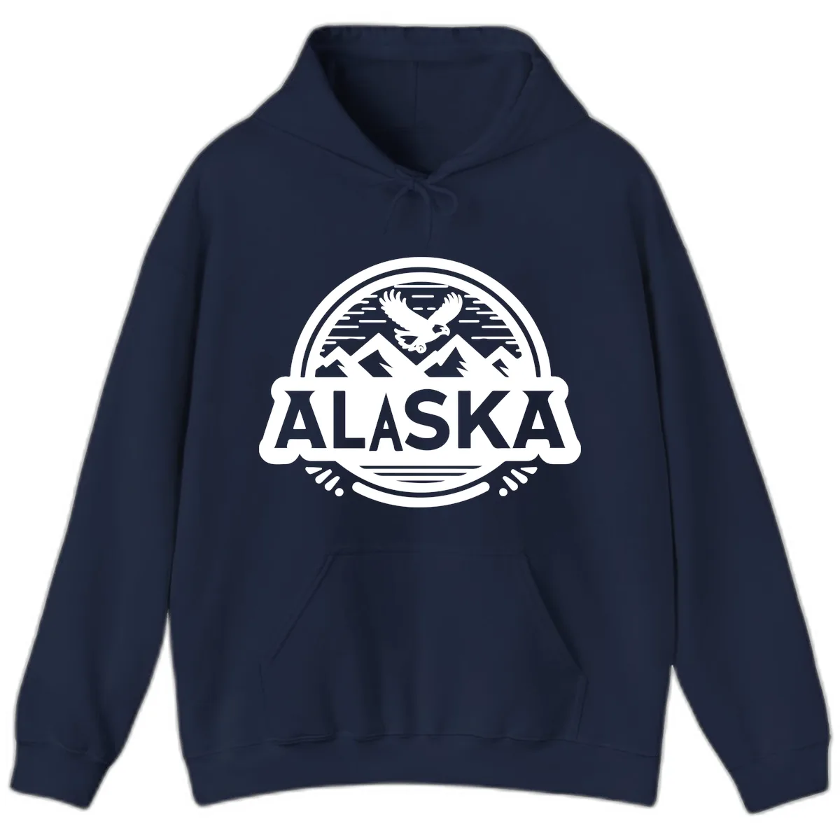 Alaska Scenic Eagle Mountain Badge Hoodie in Navy