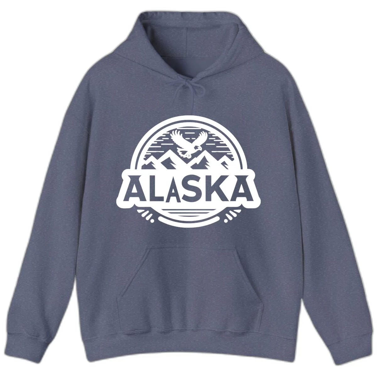 Alaska Scenic Eagle Mountain Badge Hoodie in Heather Navy