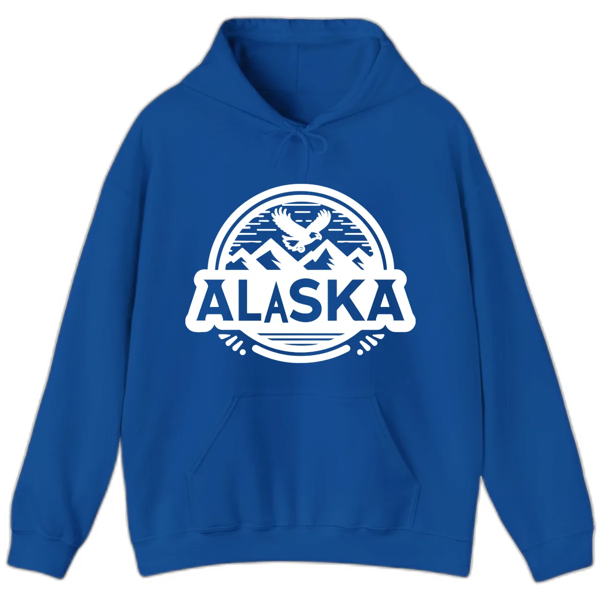 Alaska Scenic Eagle Mountain Badge Hoodie in Royal
