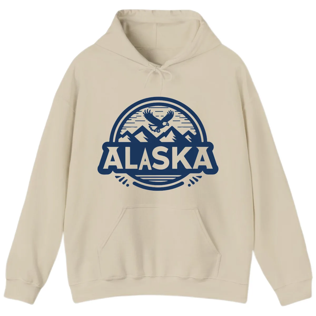 Alaska Scenic Eagle Mountain Badge Hoodie in Sand